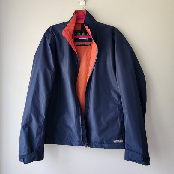 Barbour Rye Weather Comfort Navy Orange Jacket Zip Waterproof Breathable Men L - Picture 1 of 10